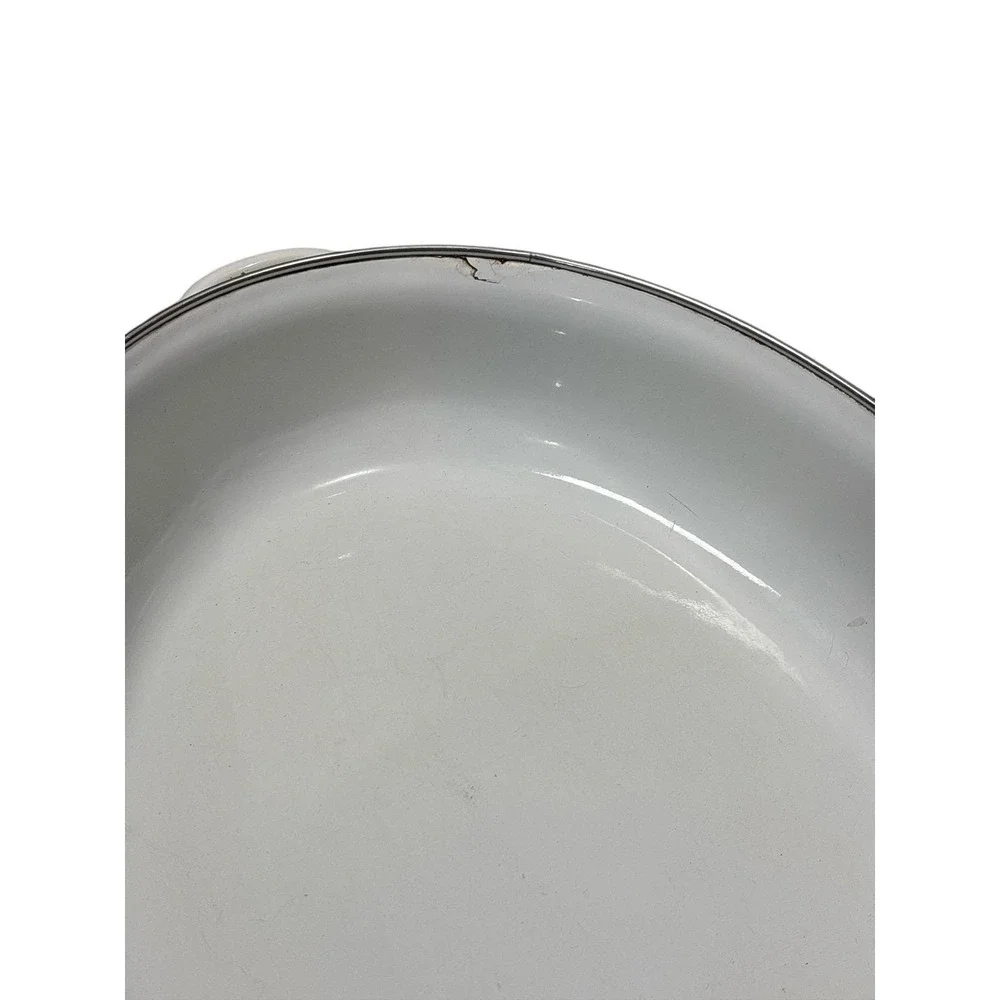 Vintage 1970s Retro Floral Enamel Oval Roaster Baking Pan‎ / Casserole Dish